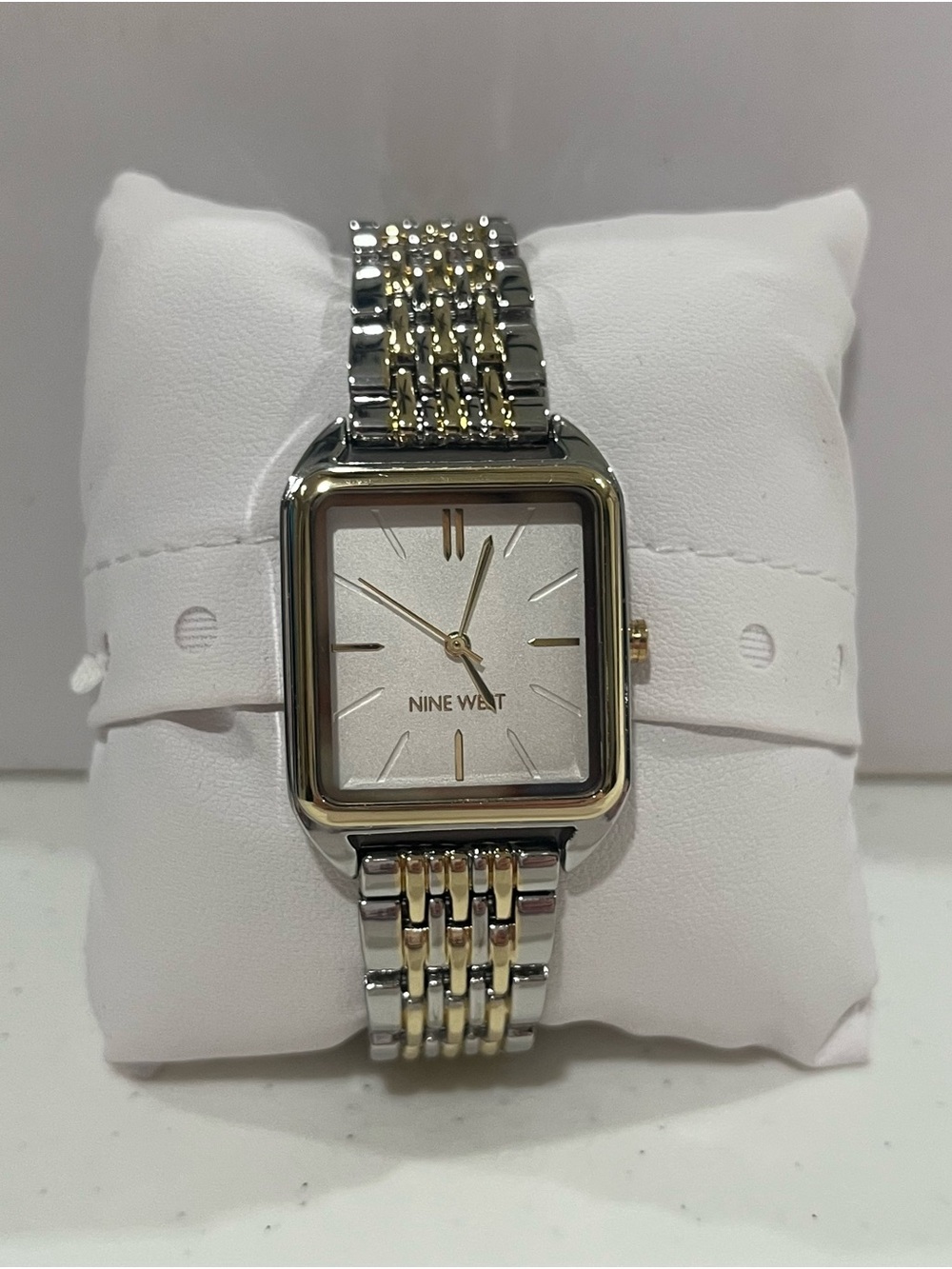 Nine West Two-Tone Gold and Silver Square Dial Bracelet Watch